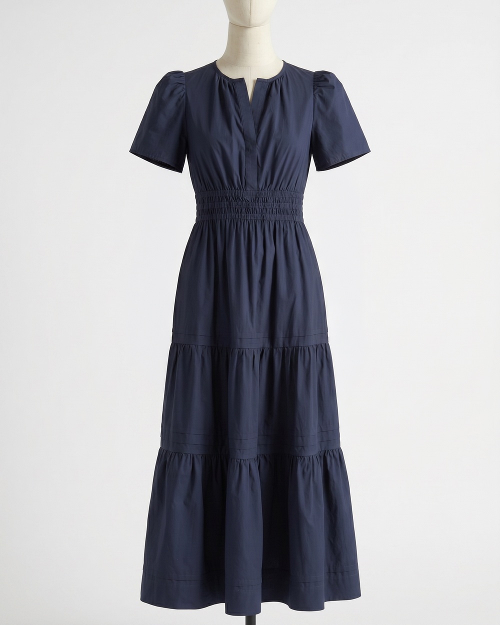 100% Organic Cotton Poplin Tiered Maxi Dress